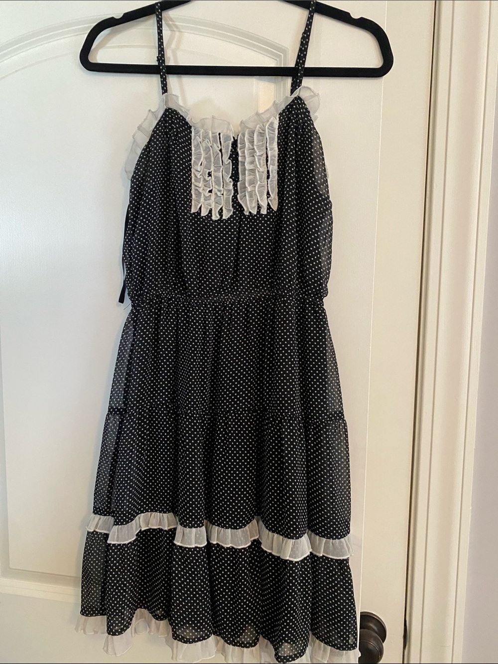 Women’s Ya Los Angeles Black and White Polka Dot Ruffle Sundress